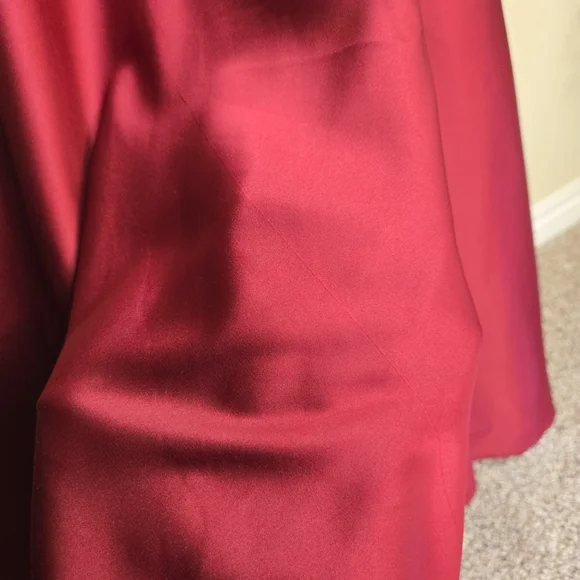 B. Darlin Women's Red Satin Sequin Halter Top Side Slit Maxi Dress Gown Sz 3/4 - Picture 11 of 16